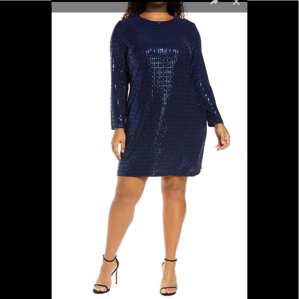 NWT,MORGAN & CO.
Sequin Long Sleeve Cocktail Dress In Navy/Navy